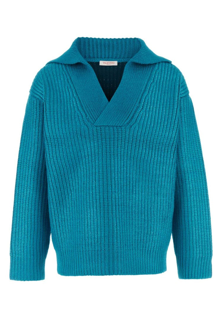 Valentino Garavani Turquoise Silk Blend Sweater