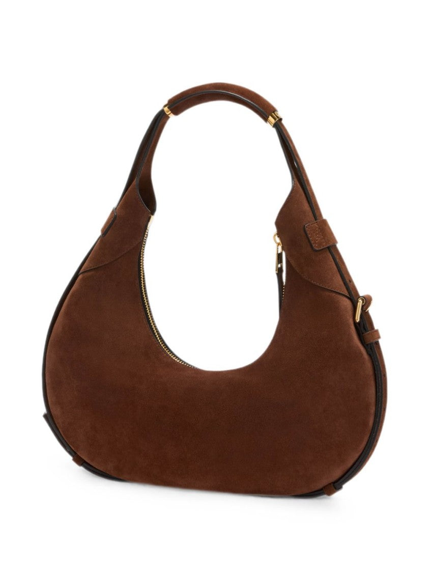 Moschino Brown Suede Leather Accent Handbag