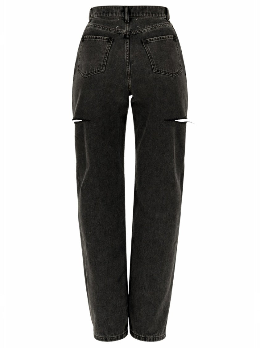 Maison Margiela Washed Black Knee Cut-Out Jeans