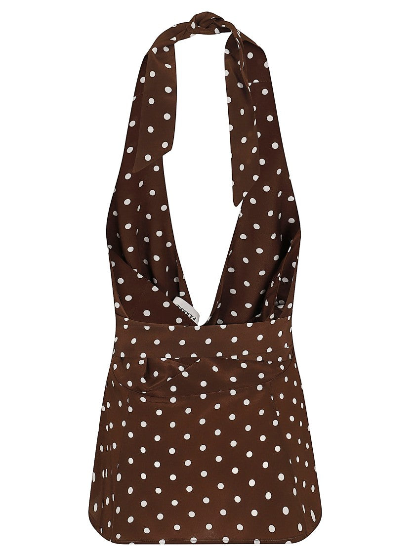 Parosh Backless Silk Top With Polka Dot Detail