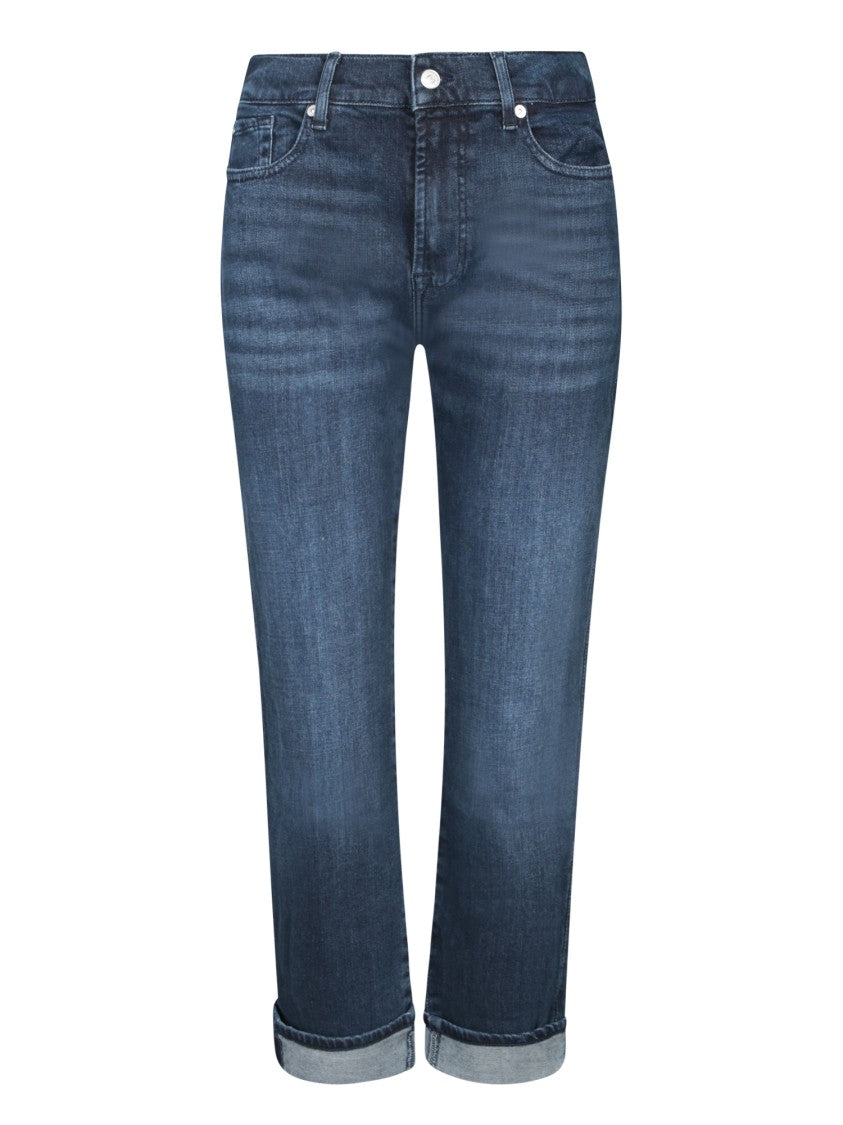 7 For All Mankind Medium Blue Straight-Leg Jeans