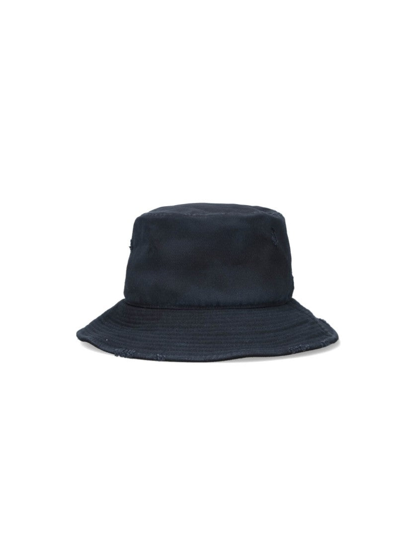 Maison Mihara Yasuhiro Wide Brim Bucket Hat With Contrasting Embroidered Logo Patch