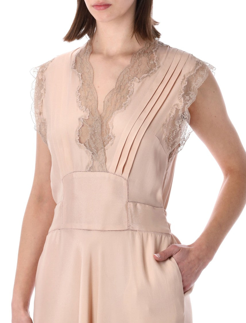 Maison Margiela Four Stitches Lace Trim Silk Midi