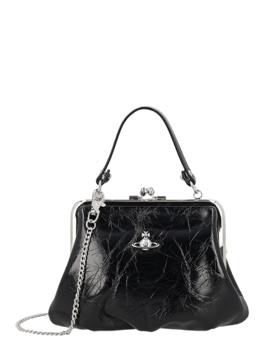 Vivienne Westwood Black Glossy Calf Leather Handbag
