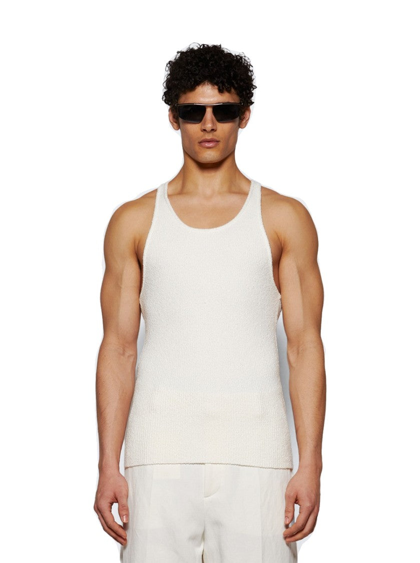 Casablanca Boucle Ribbed Vest Top White