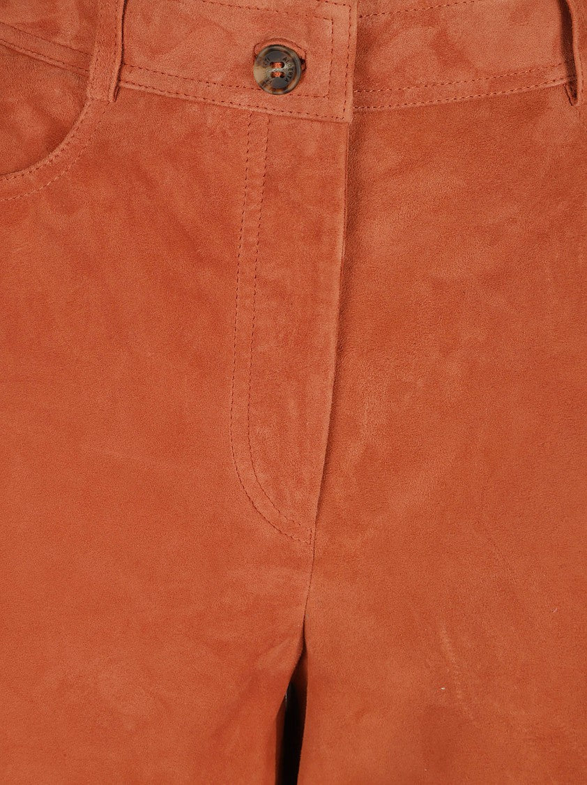 Alberta Ferretti Wide-Leg Brown Trousers With Button Closure