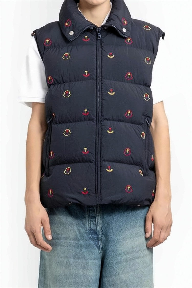 Moncler Padded Black Vest With High Collar