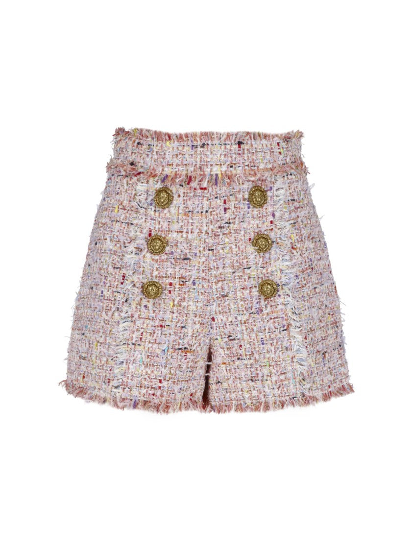 Balmain Multicolor High Waist Tweed Shorts