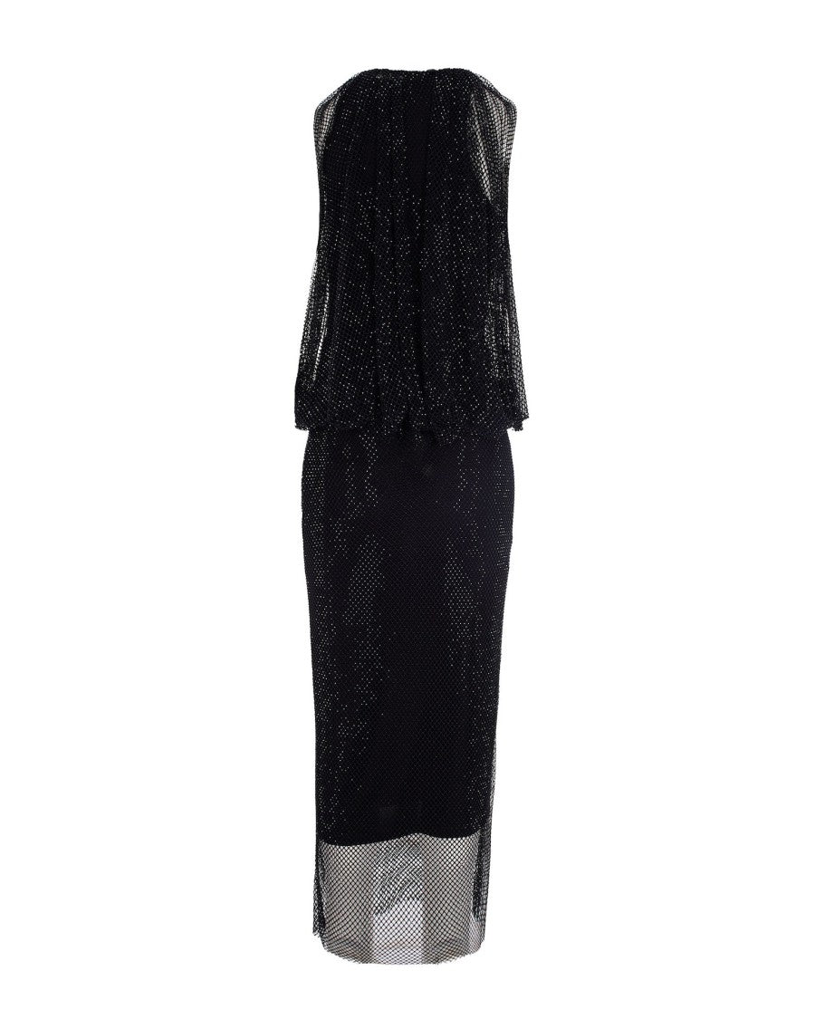 Sportmax Black Mesh Dress With Crystals
