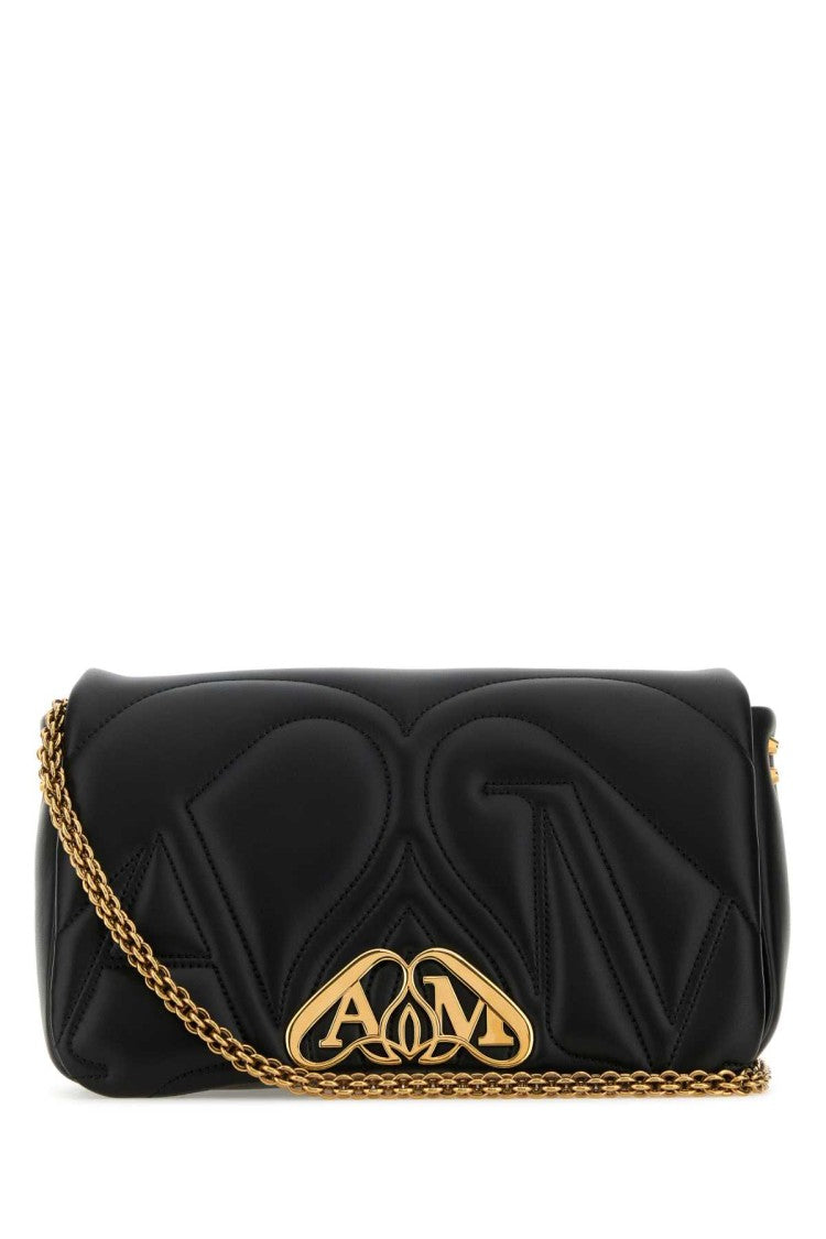 Alexander Mcqueen Black Leather Small Seal Shoulder Bag