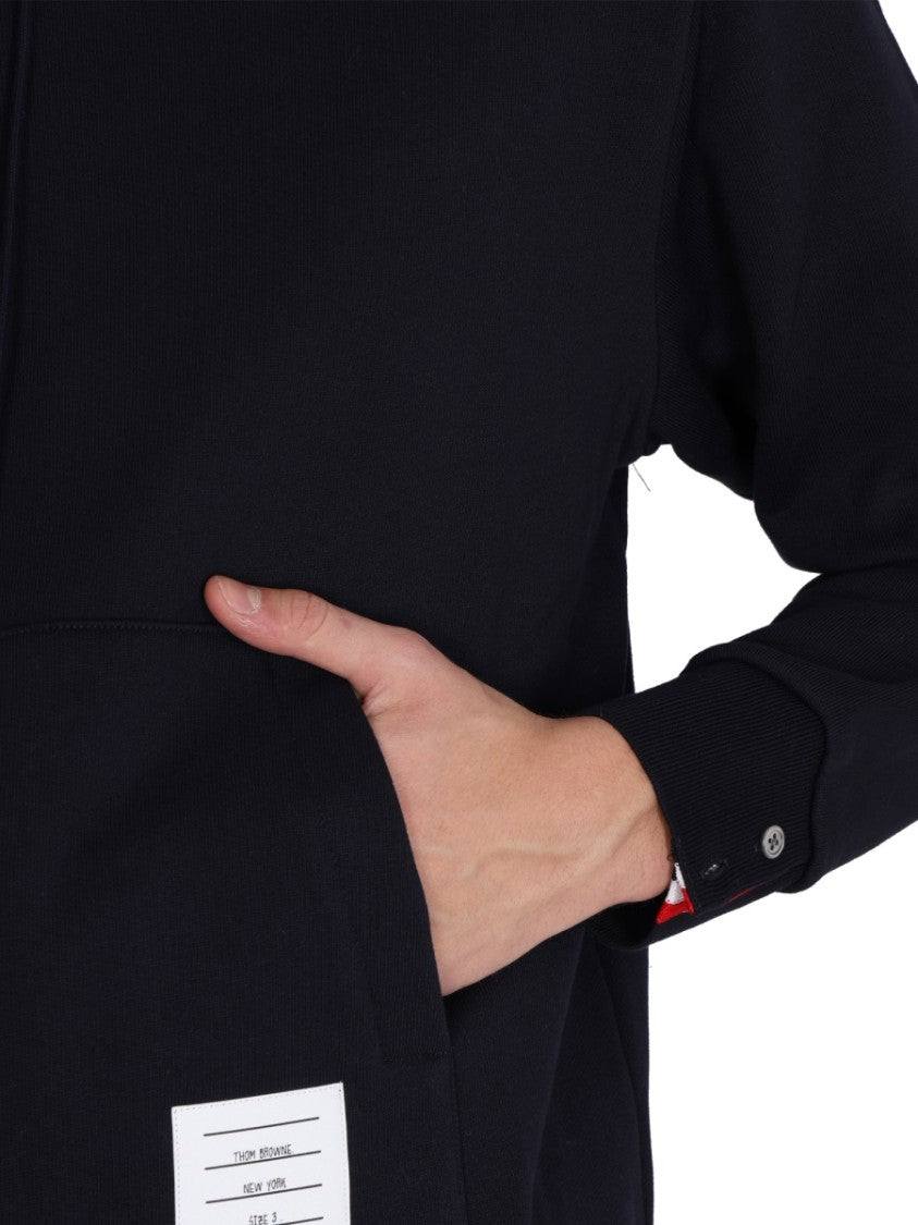 Thom Browne Drawstring Hoodie With Ribbed Cuffs