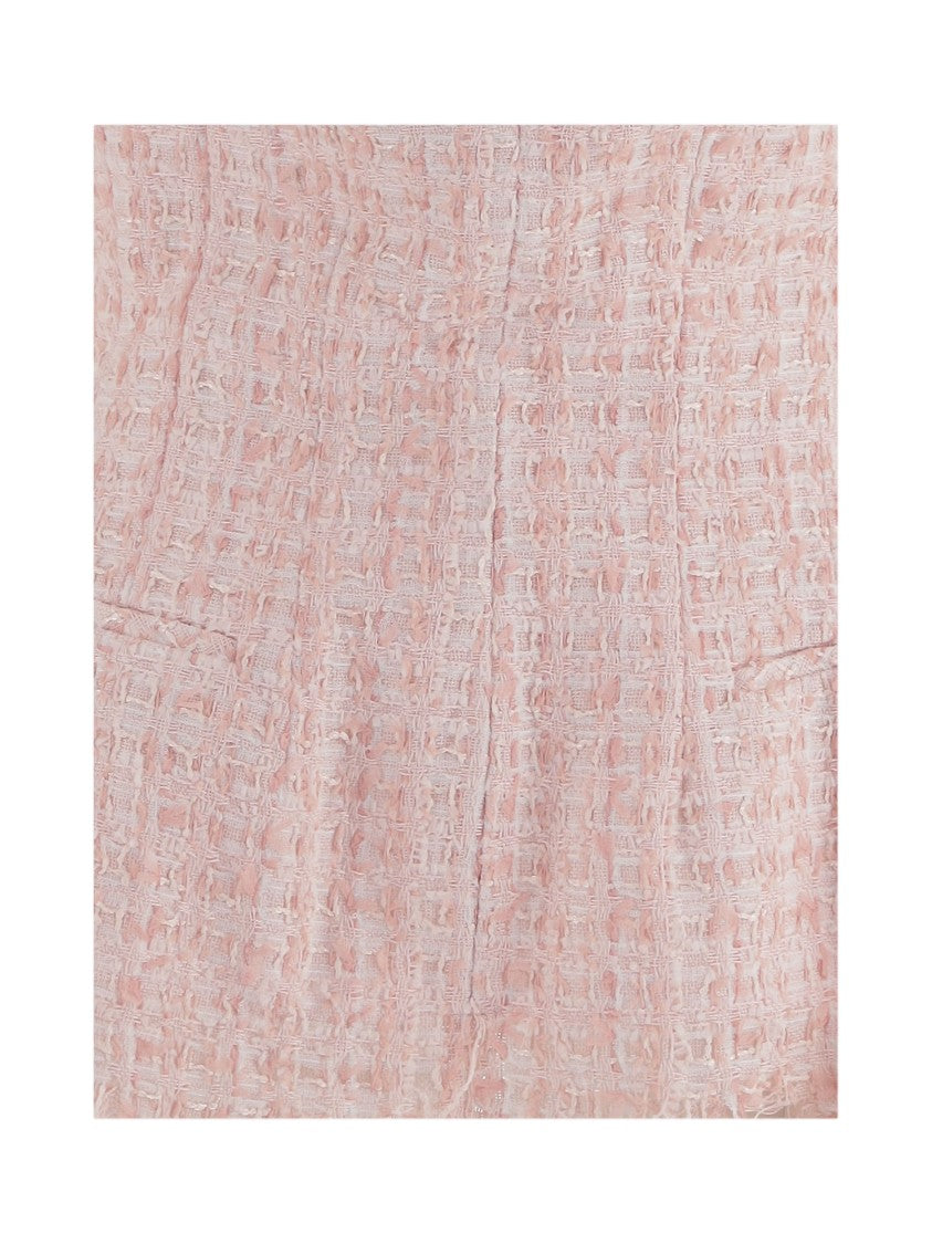 Matieres Fecales Pink Fringed Off-Shoulder Technical Top