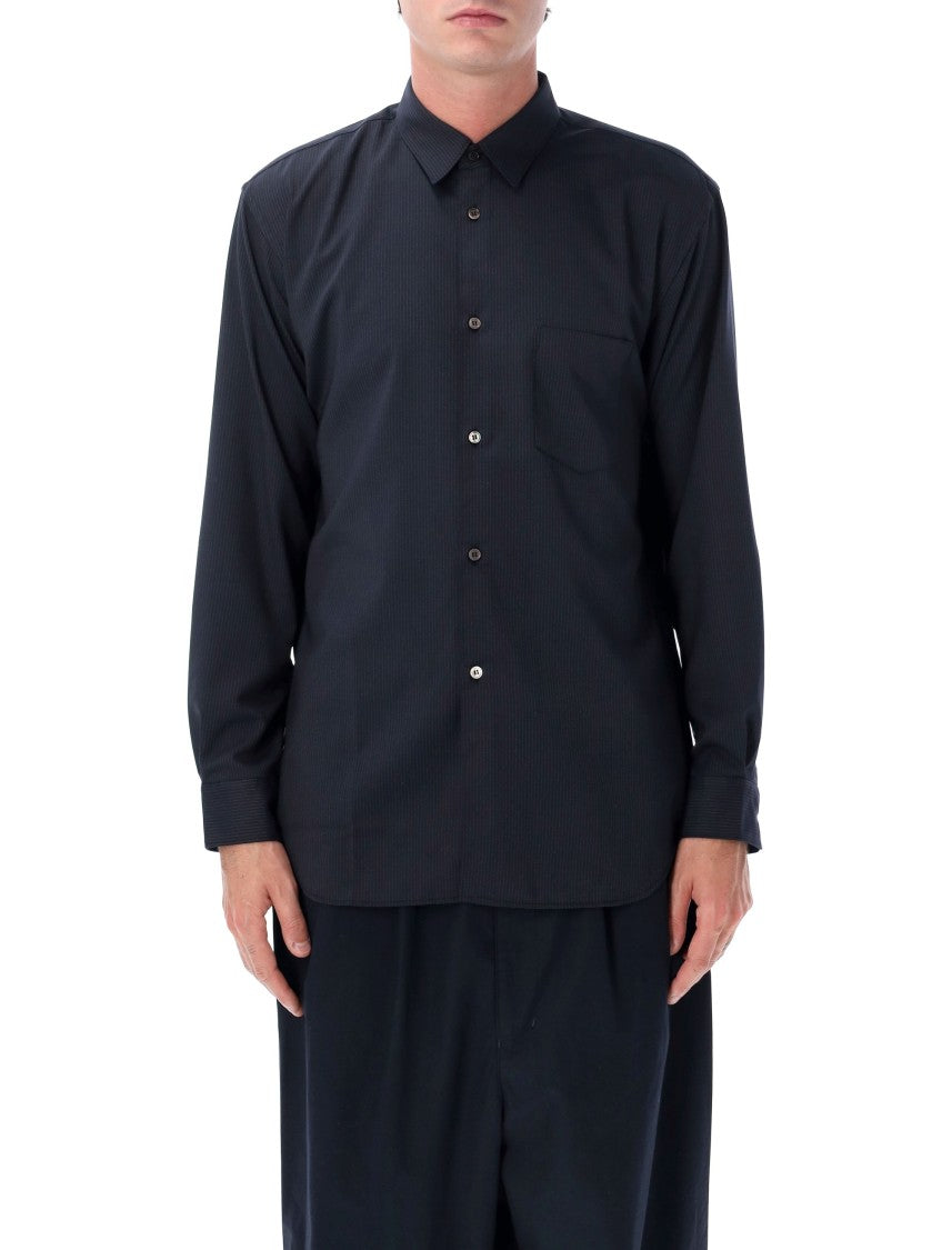Comme Des Garçons Pinstripe Long-Sleeve Cotton-Blend Shirt