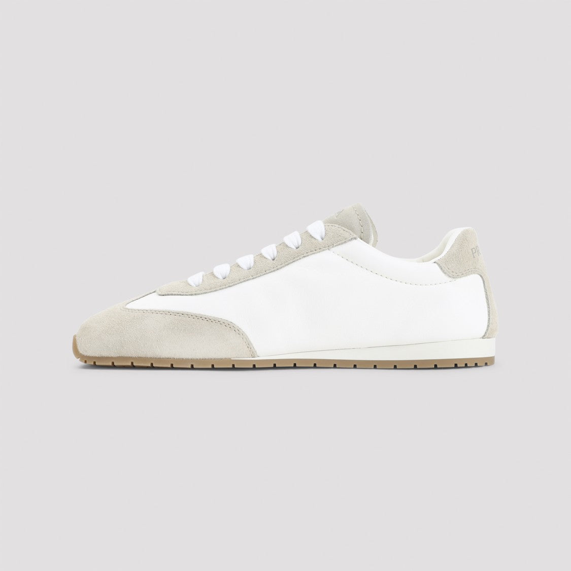 Prada Ivory And Beige Calf Leather Sneakers