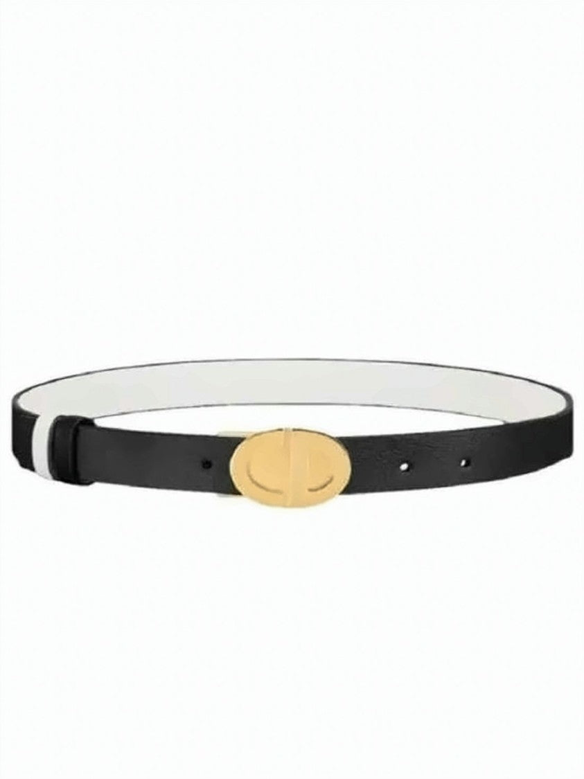 Dior Slim Smooth Leather Belt With Gold Buckle Detail