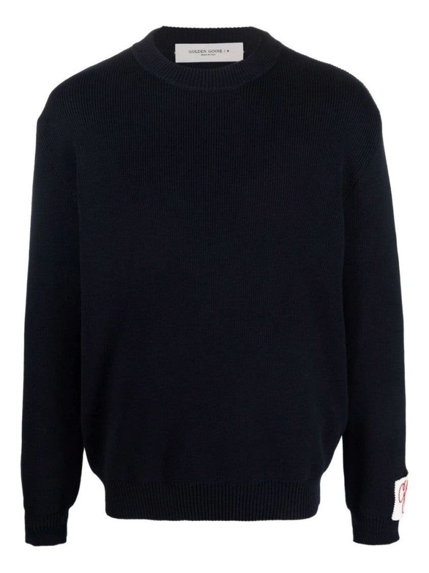 Golden Goose Navy Blue Silk And Nylon Sweater
