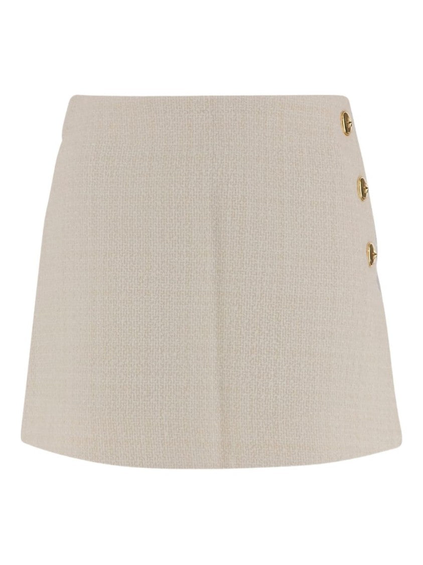Pinko Structured Mini Skirt With Gold Button Accents