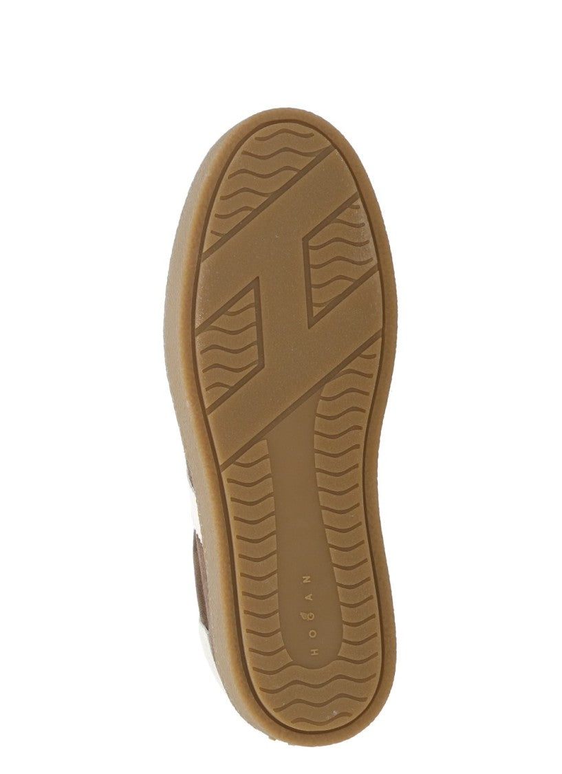Hogan Brown Suede Leather Sneakers With Rubber Platform Sole