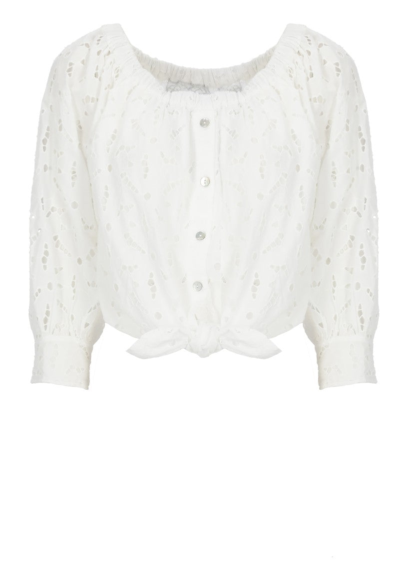 Temptation Intricate Lace White Cotton Blouse