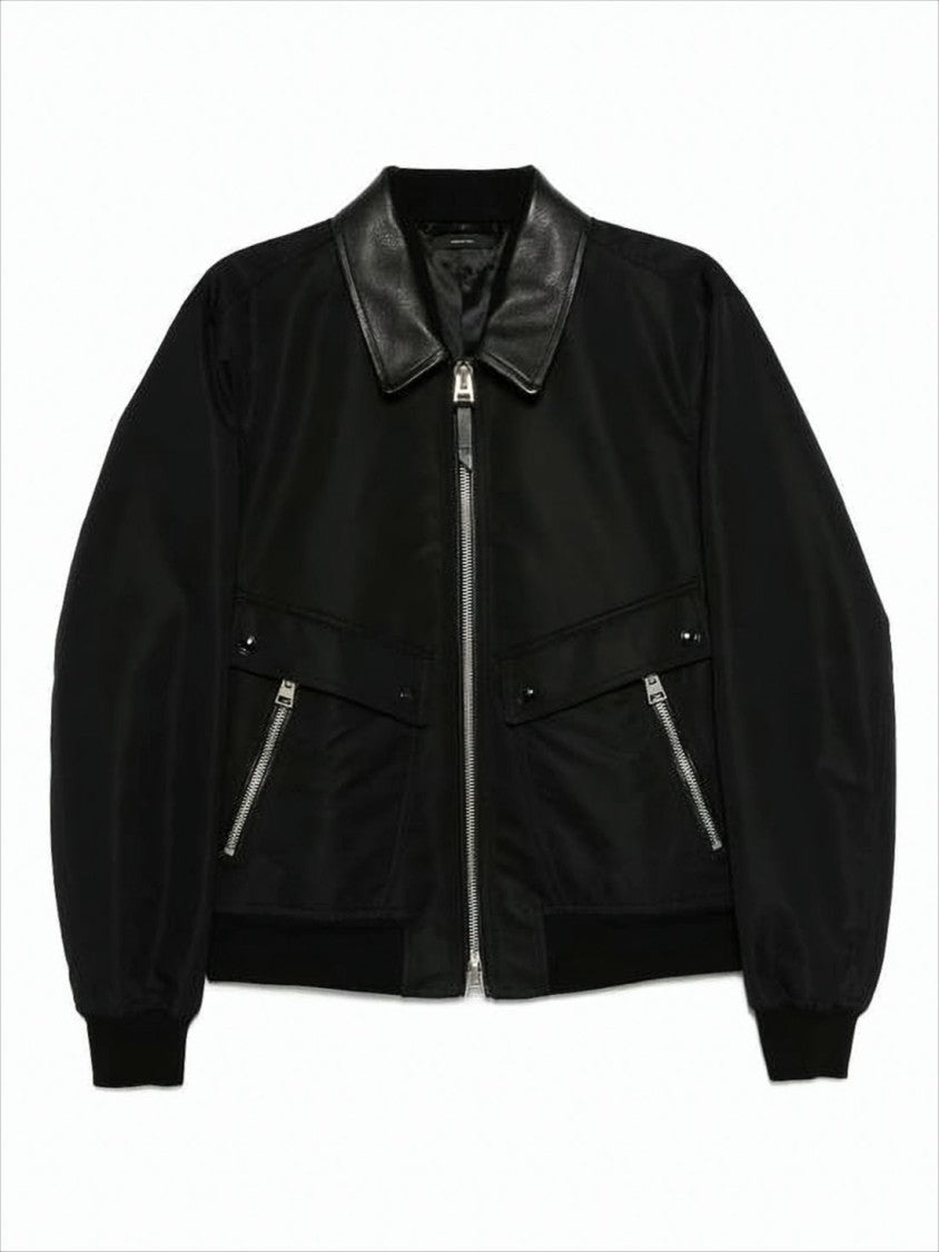 Tom Ford Structured Black Jacket With Leather-Like Finish