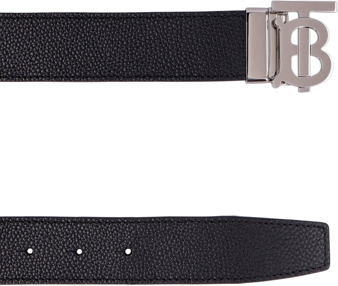 Burberry Textured Finish Calfskin Leather Belt