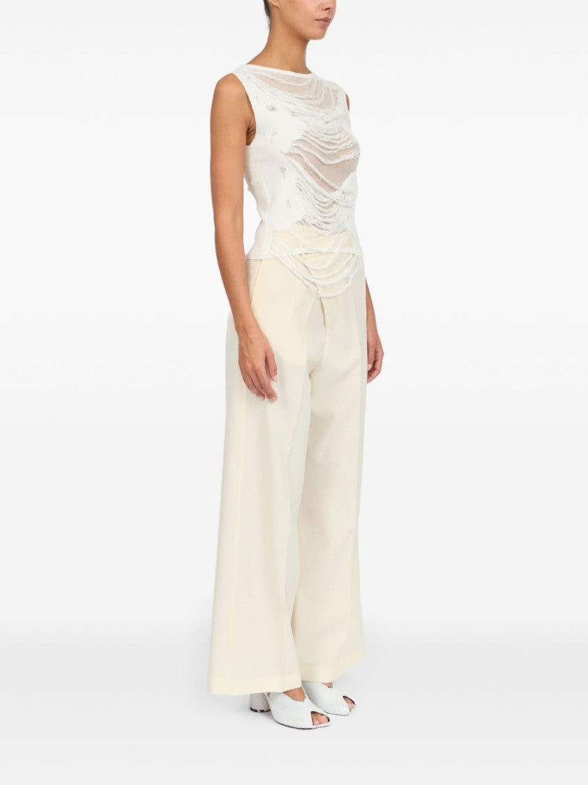 Mm6 By Maison Margiela Sleeveless White Top With Boat Neck