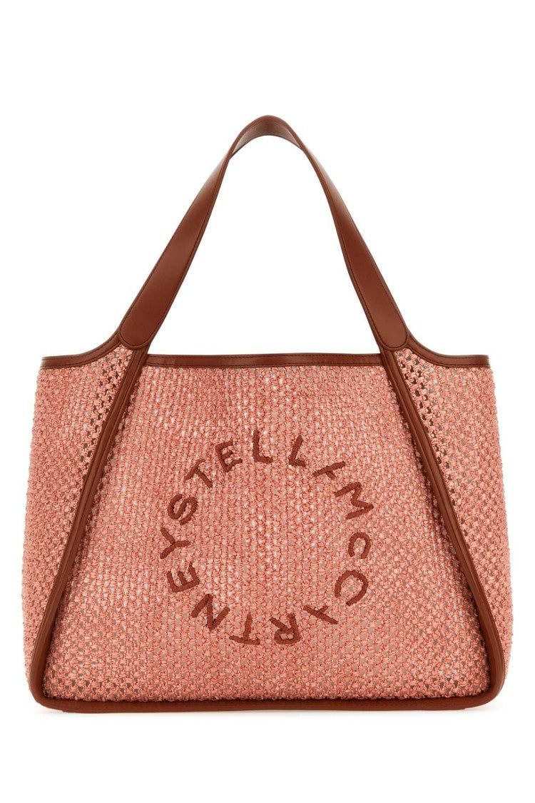 Stella Mccartney Pink Raffia Logo Shopping Bag