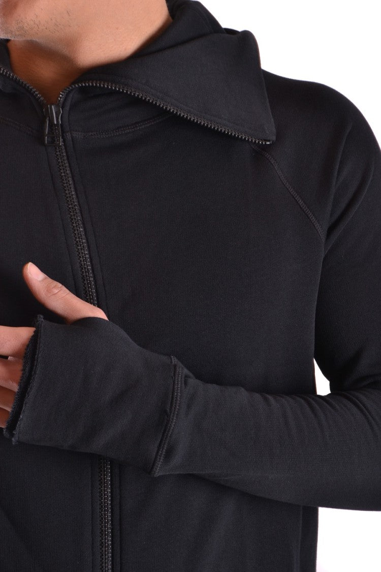 Barbara I Gongini Hooded Black Sweatshirt With Full Front Zipper