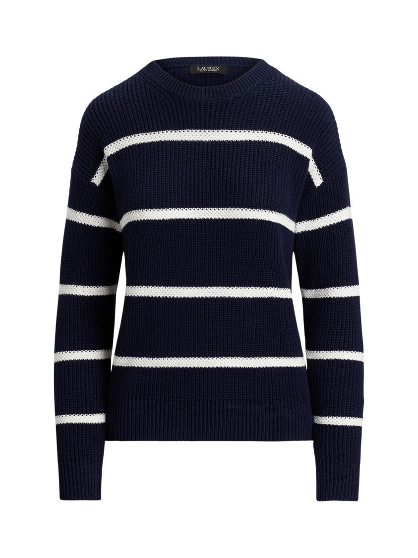 Lauren Ralph Lauren Navy White Horizontal Striped Sweater