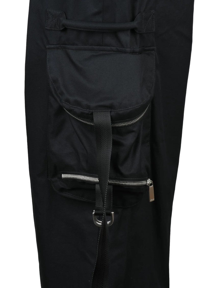 Off-White Relaxed Fit Black Cargo Pants With High Waist And Multiple Pockets