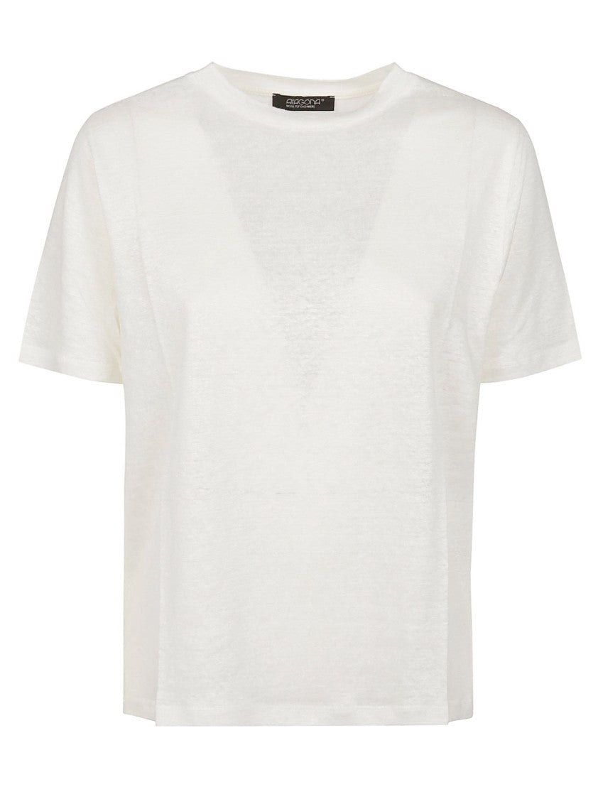 Aragona Round Neck Linen T-Shirt