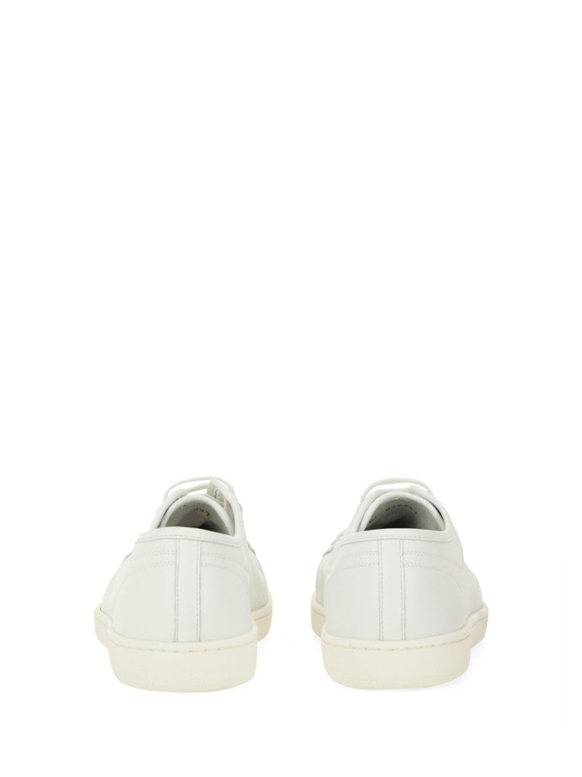 Saint Laurent Gym Gold Logo Low-Top Smooth Leather Sneakers