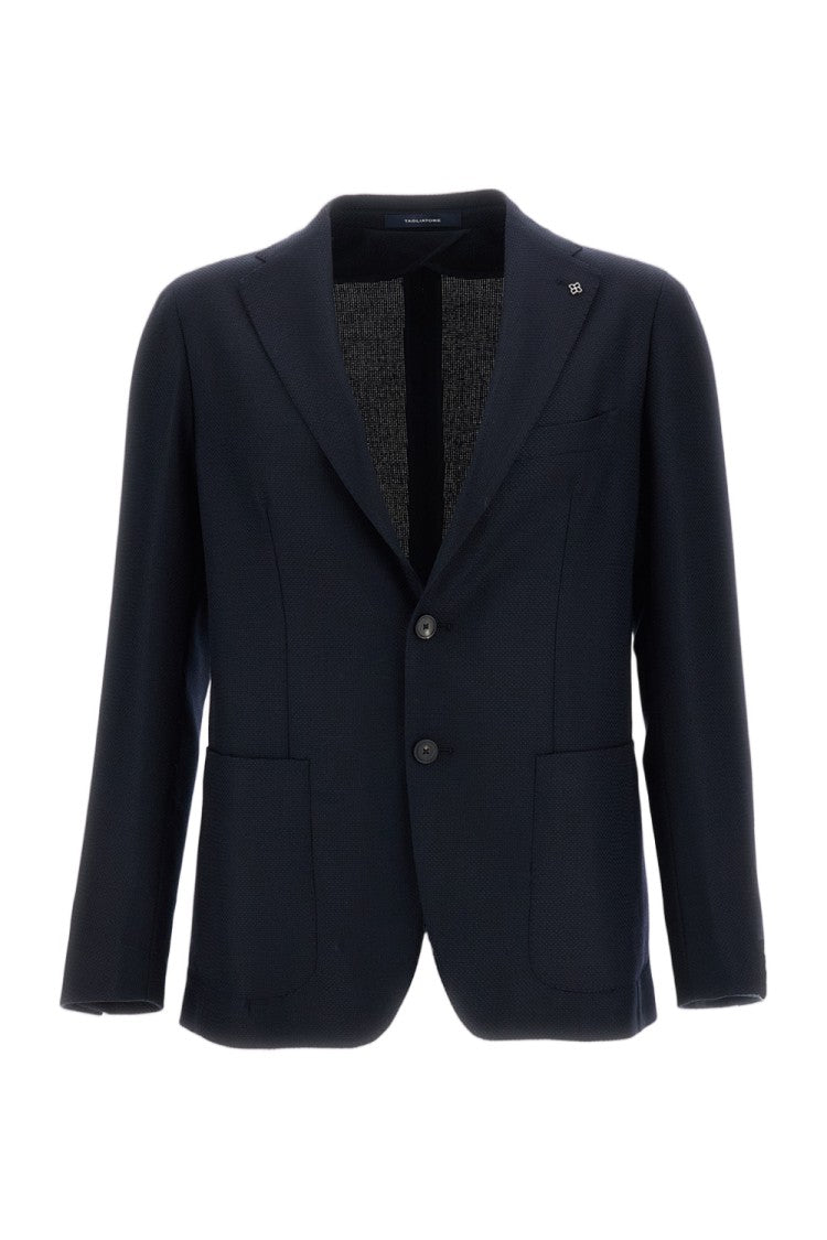 Tagliatore Blue Single Breasted Wool Notch Lapel Blazer