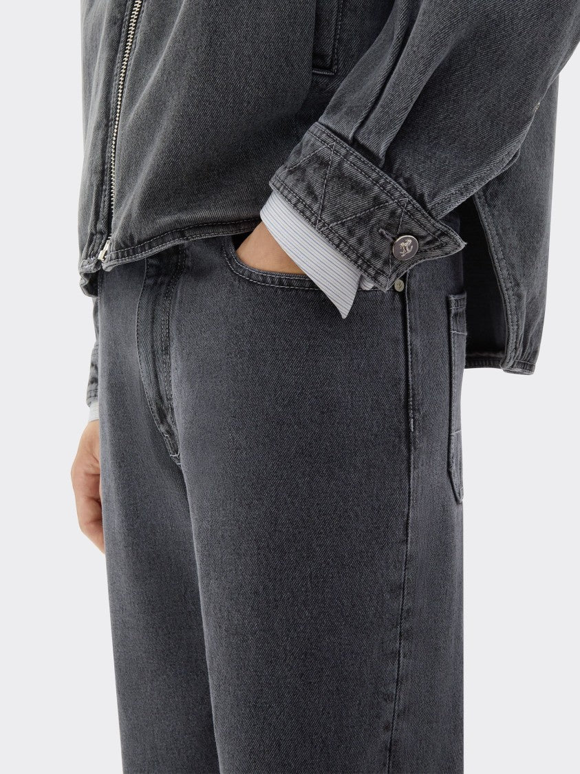 Ferrari Straight-Leg Grey Denim Jeans