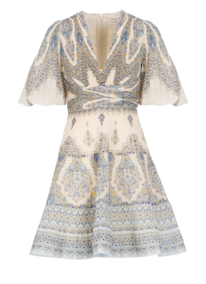 Zimmermann Ivory Pleated Mini Dress