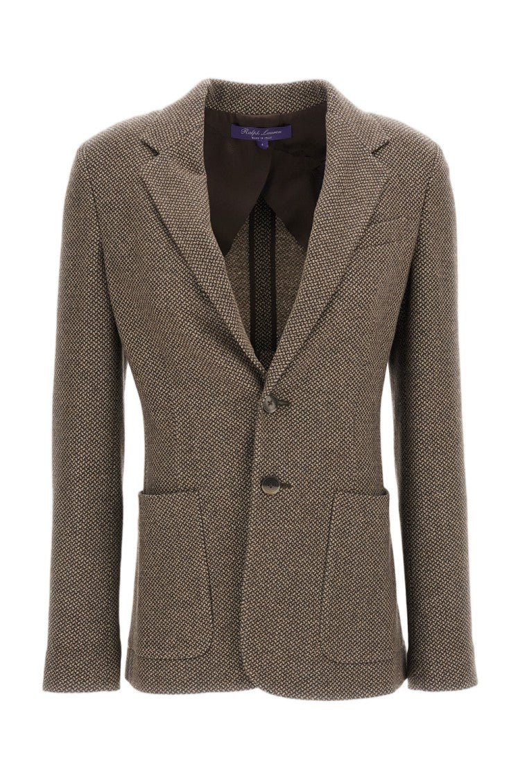 Ralph Lauren Collection Micro Houndstooth Wool-Silk Blend Single-Breasted Blazer