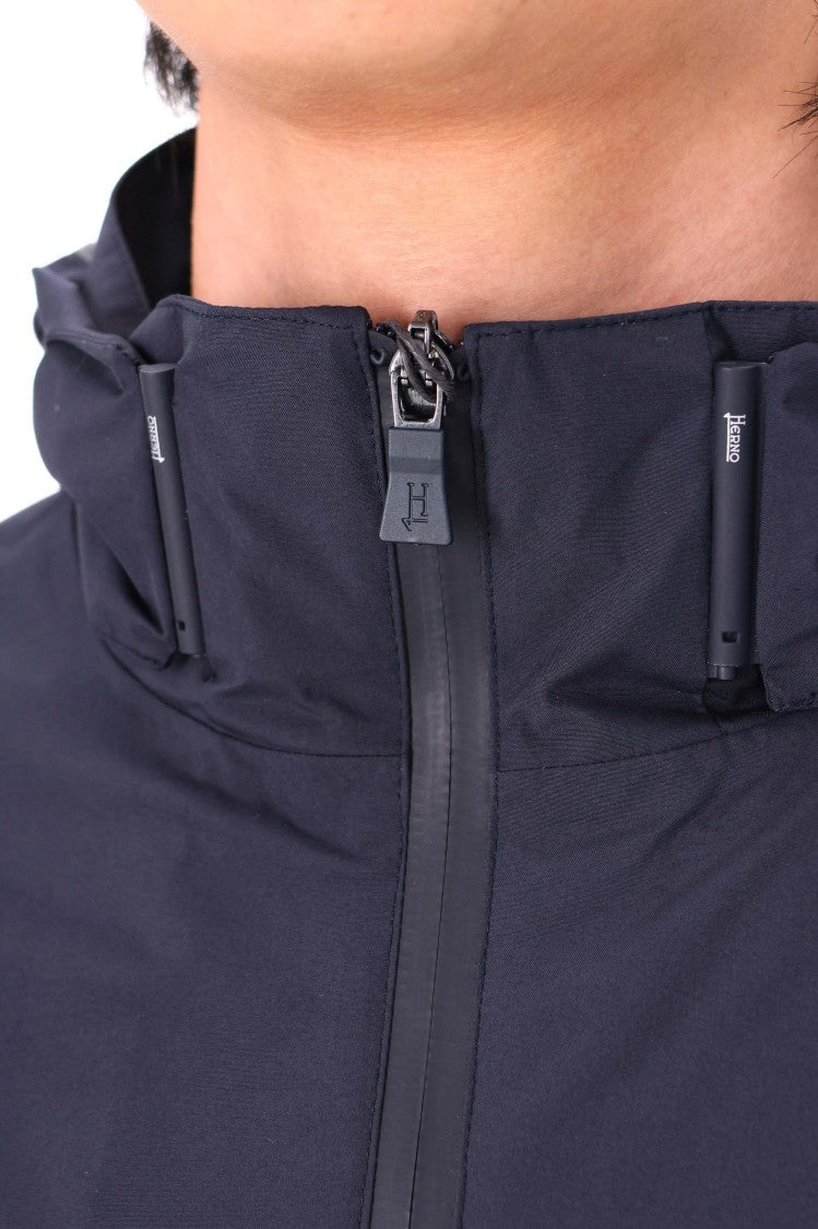 Herno Waterproof Short Technical Jacket With Removable Hood