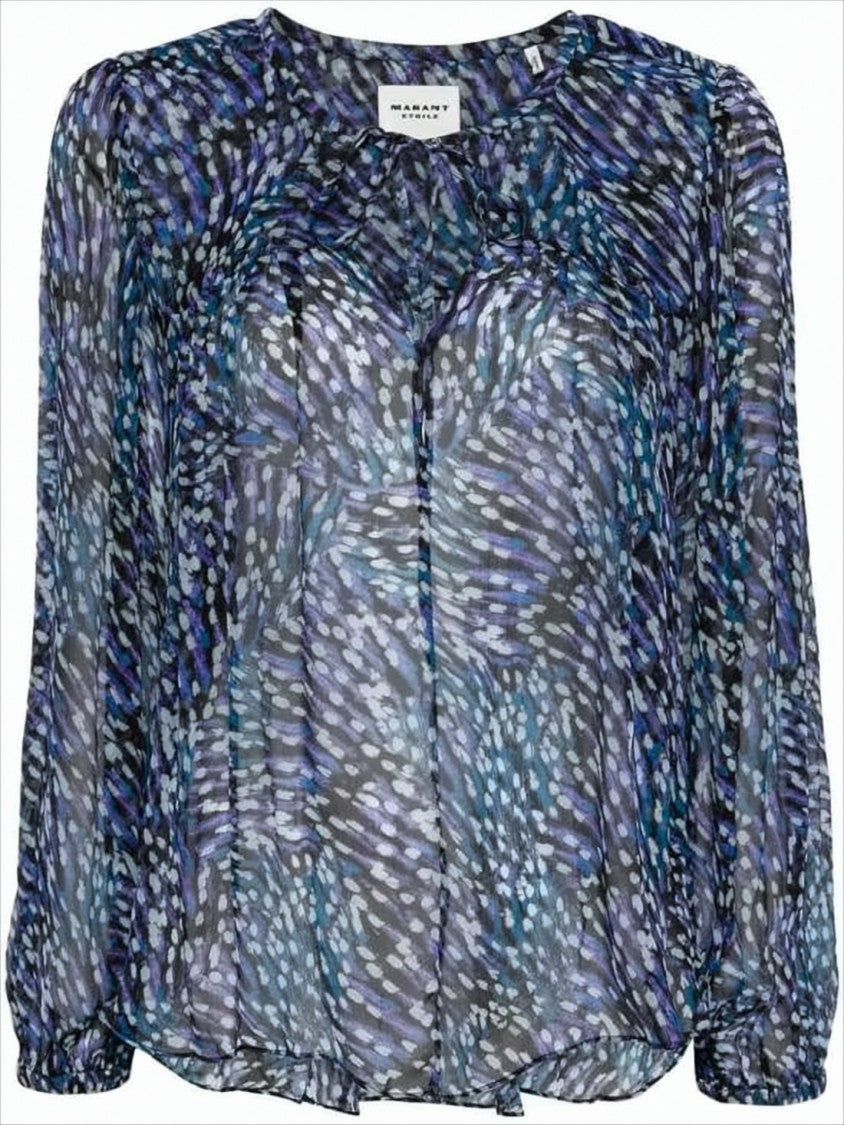 Isabel Marant Abstract Pattern Semi-Sheer Blouse With Keyhole Detail