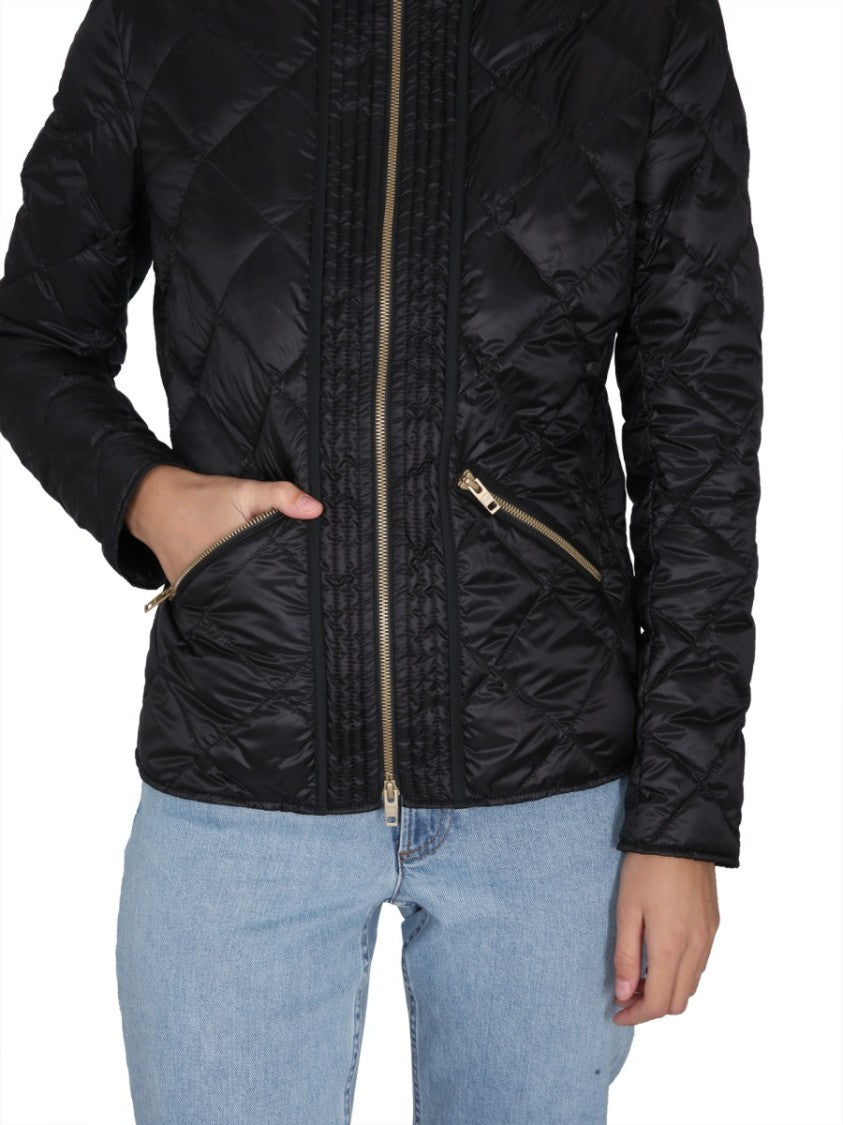 Fay Quilted Black Down Jacket With High Collar