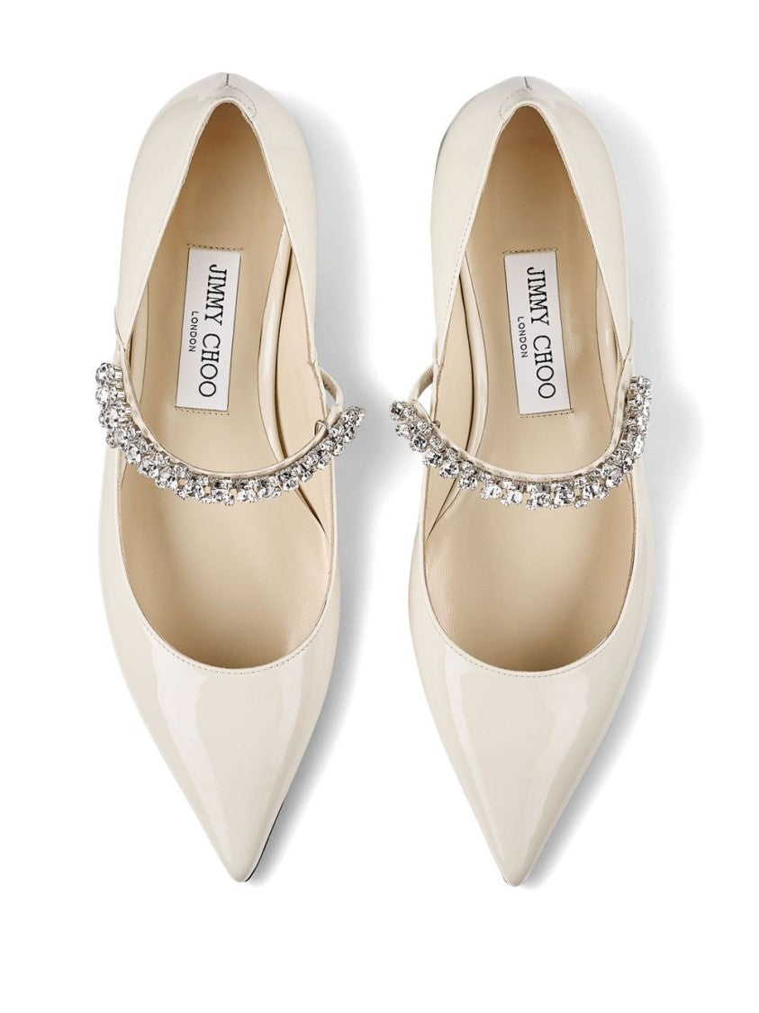 Jimmy Choo Pointed Toe Flats With Crystal Embellishments