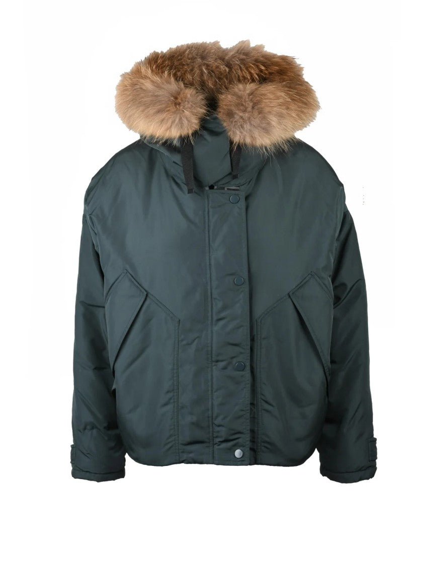 Bomboogie Bomboogie Bomber Coat With Removable Fur Trim