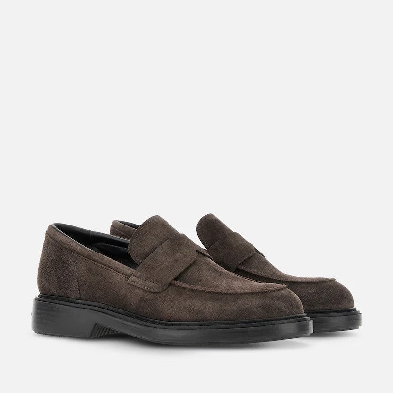Hogan Brown Suede Penny Loafers