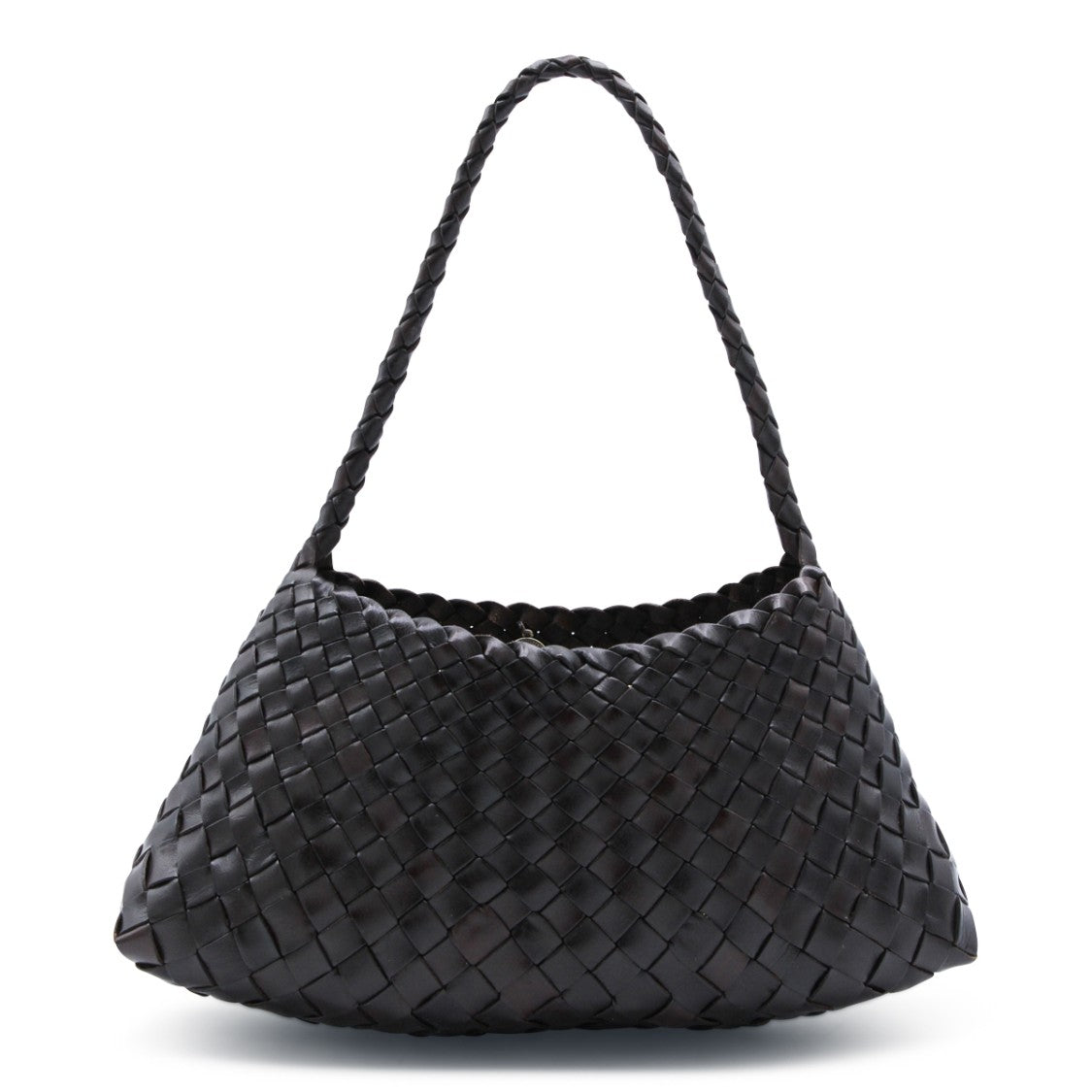 Dragon Diffusion Knitted Dark Brown Leather Rosanna Shoulder Bag