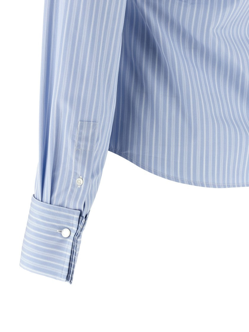 Ami Paris Jabot Shirt With Ruffled Detail And Micro Metal Logo