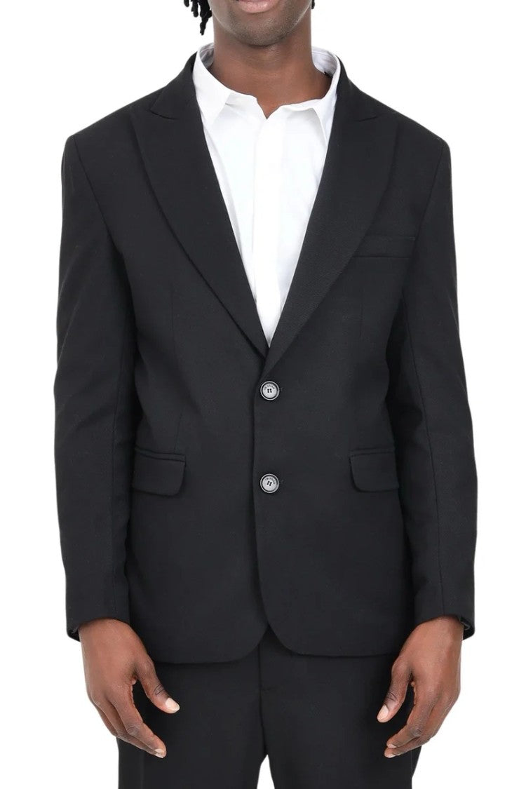 I M Brian Rounded Black Blazer With Button Closure