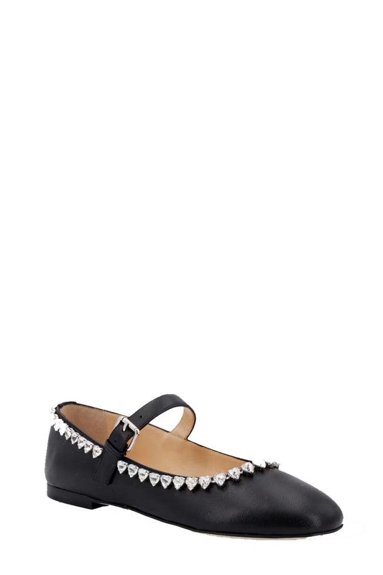 Mach & Mach Black Leather Flats