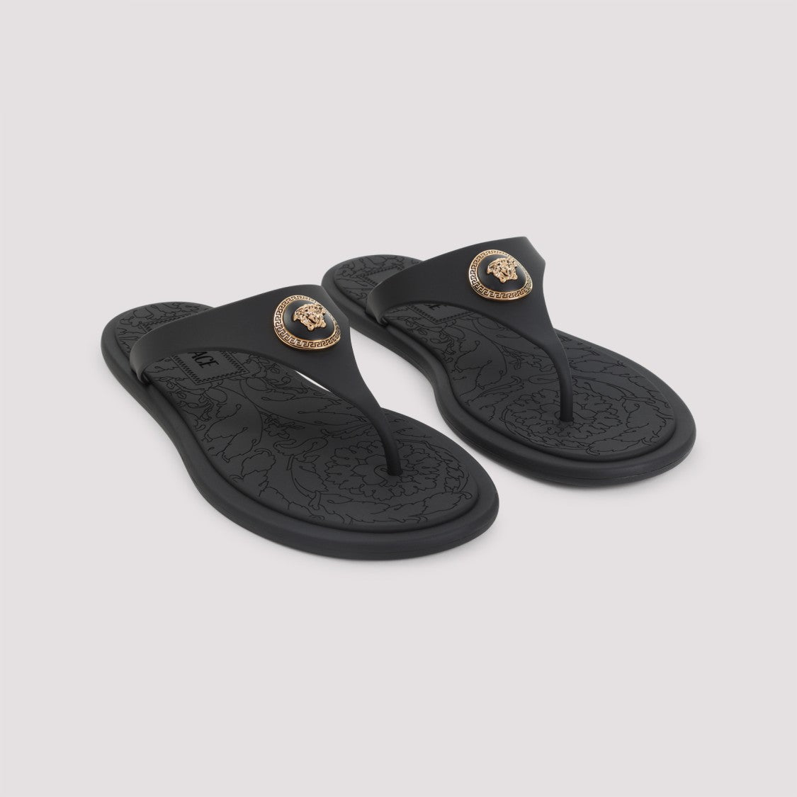 Versace Black Rubber Sandals With Medusa Emblem