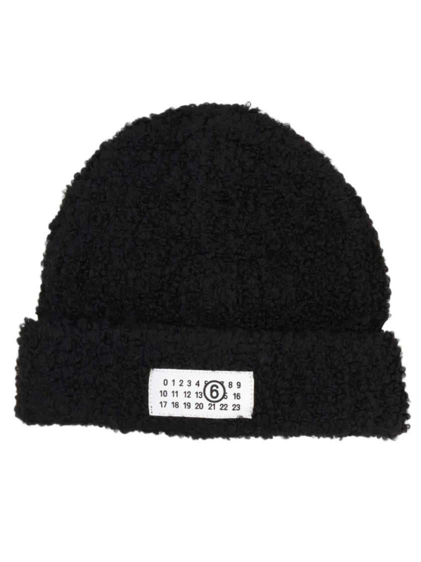 Mm6 By Maison Margiela Black Textured Beanie Hat