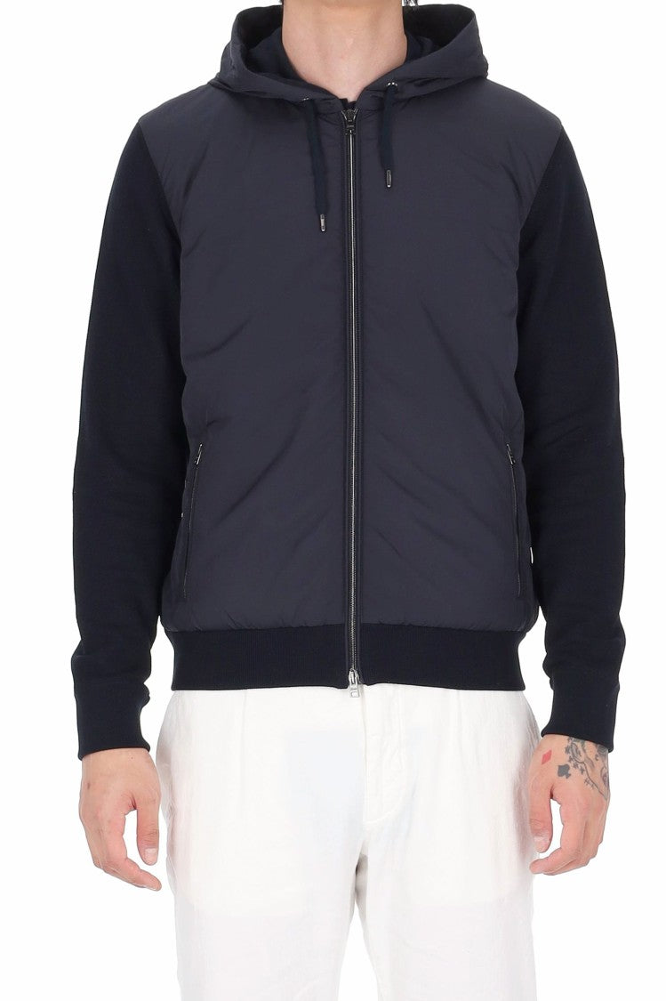 Herno Blue Bi-Material Technical Bomber Jacket