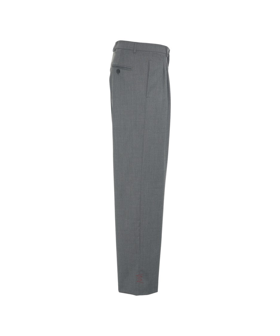 Amaranto Straight Leg Pleated Trousers With Hidden Zip Closure